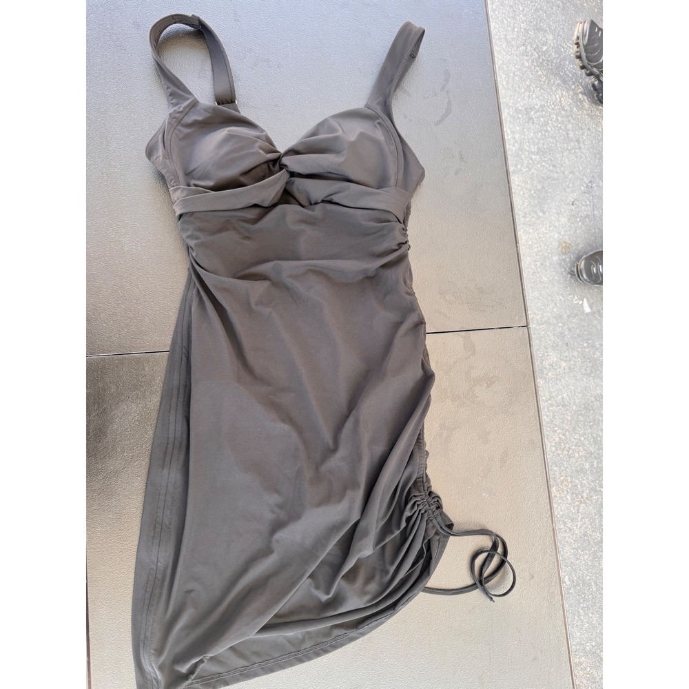 Shapellx Black Swimdress One Piece Swimsuit Size M Tummy Control Ruched NWT